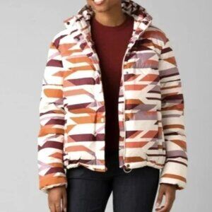 NWT Prana Women's Sz XL Hellebore Jacket Rose Hips Down Puffer Coat Hooded Geo